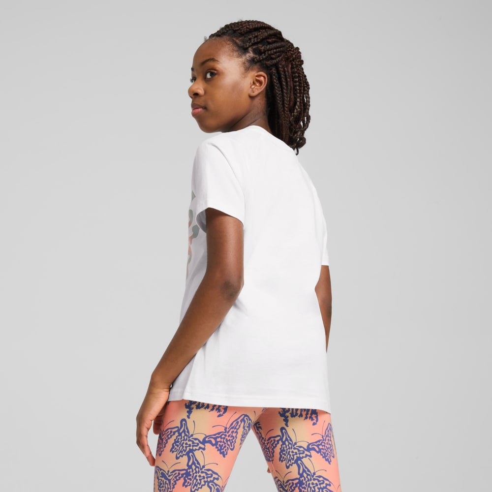 Изображение Puma Детская футболка Butterfly Vibe Logo Tee Youth #2: Puma White