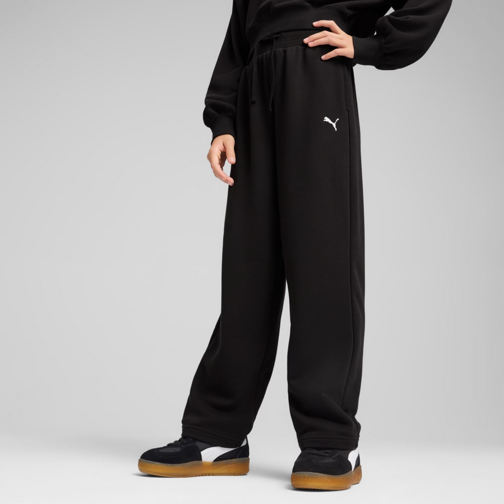 Зображення Puma Дитячі штани Wardrobe Essentials Relaxed Wide Leg Sweatpants Youth #1: Puma Black