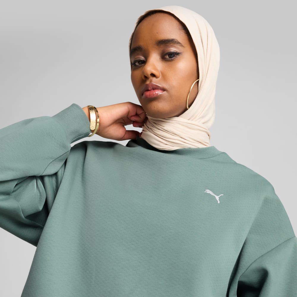 Изображение Puma Свитшот Wardrobe Essentials Oversized Crew Women #2: Green Moon