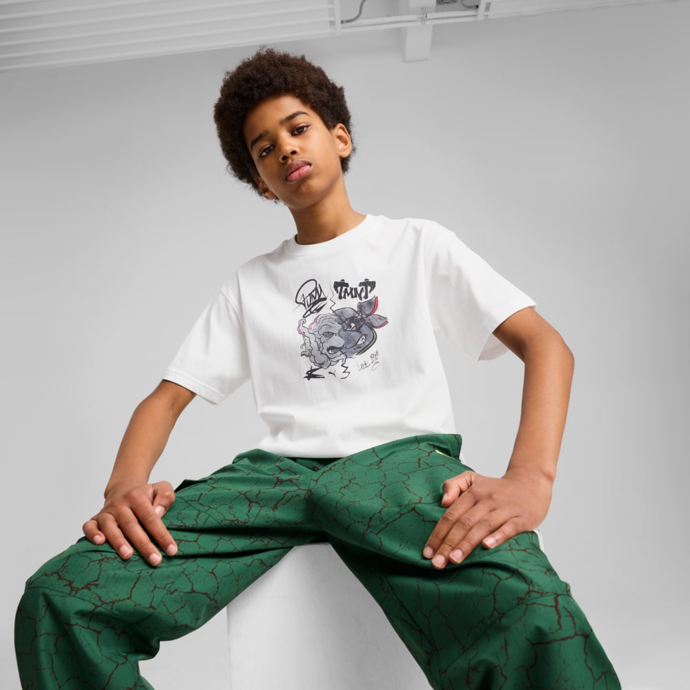Изображение Puma Детская футболка PUMA HOOPS x TMNT Relaxed Graphic Tee Youth #1: Puma White