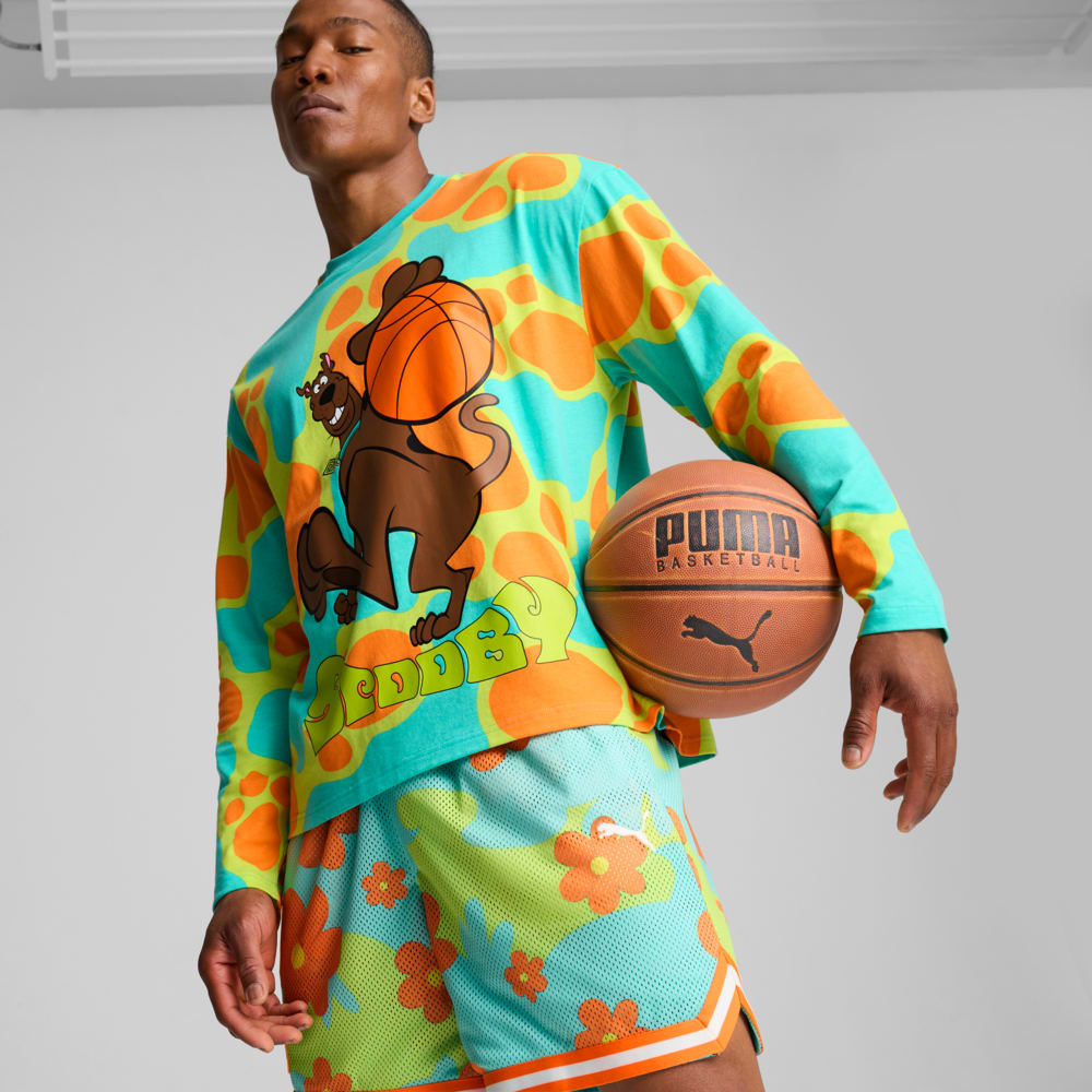 Зображення Puma Лонгслів PUMA HOOPS x SCOOBY DOO Long Sleeve Top Men #1: Aquatic-Lime Smash-AOP