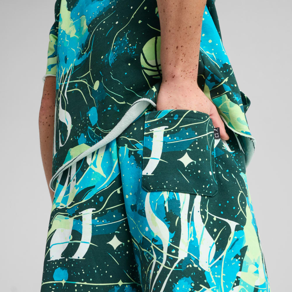 Изображение Puma Шорты Hoop Dreamz Short II Unisex #2: Dark Myrtle-Spring Fern-AOP