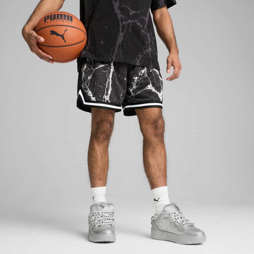 Изображение Puma Шорты PUMA HOOPS x LAFRANCÉ Written in Chrome Basketball Shorts Men #1: PUMA Black-Puma White - AOP