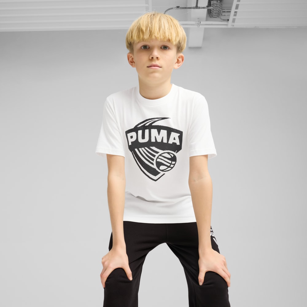 Изображение Puma Детские футболка Posterize Basketball Tee I Youth #1: Puma White