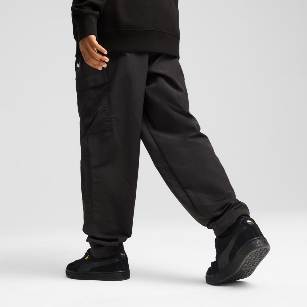 Изображение Puma Детские брюки-карго WARDROBE ESS Relaxed Woven Cargo Pants Youth #2: Puma Black