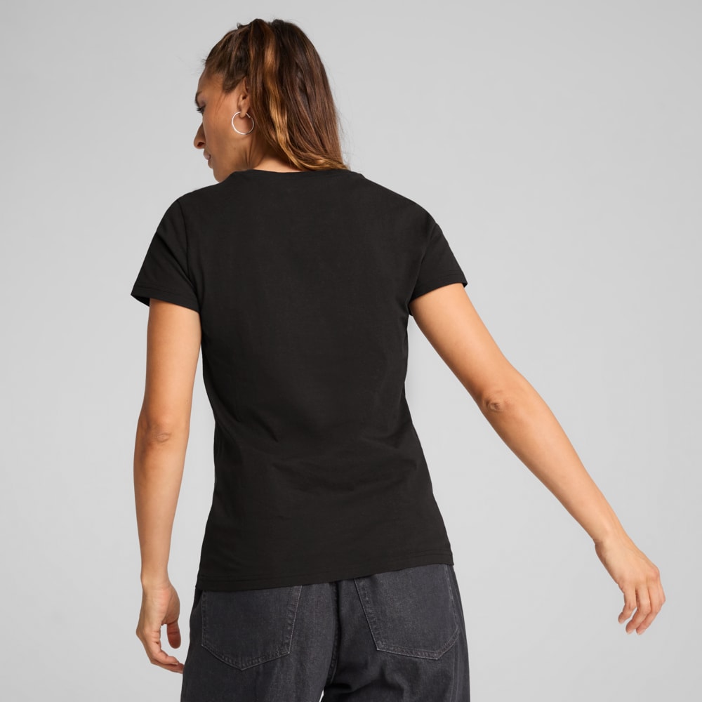 Изображение Puma Футболка ESS METALLIC No. 1 Logo Tee Women #2: Puma Black-Metallic Silver