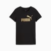 Изображение Puma Футболка ESS METALLIC No. 1 Logo Tee Women #4: Puma Black-Metallic Gold