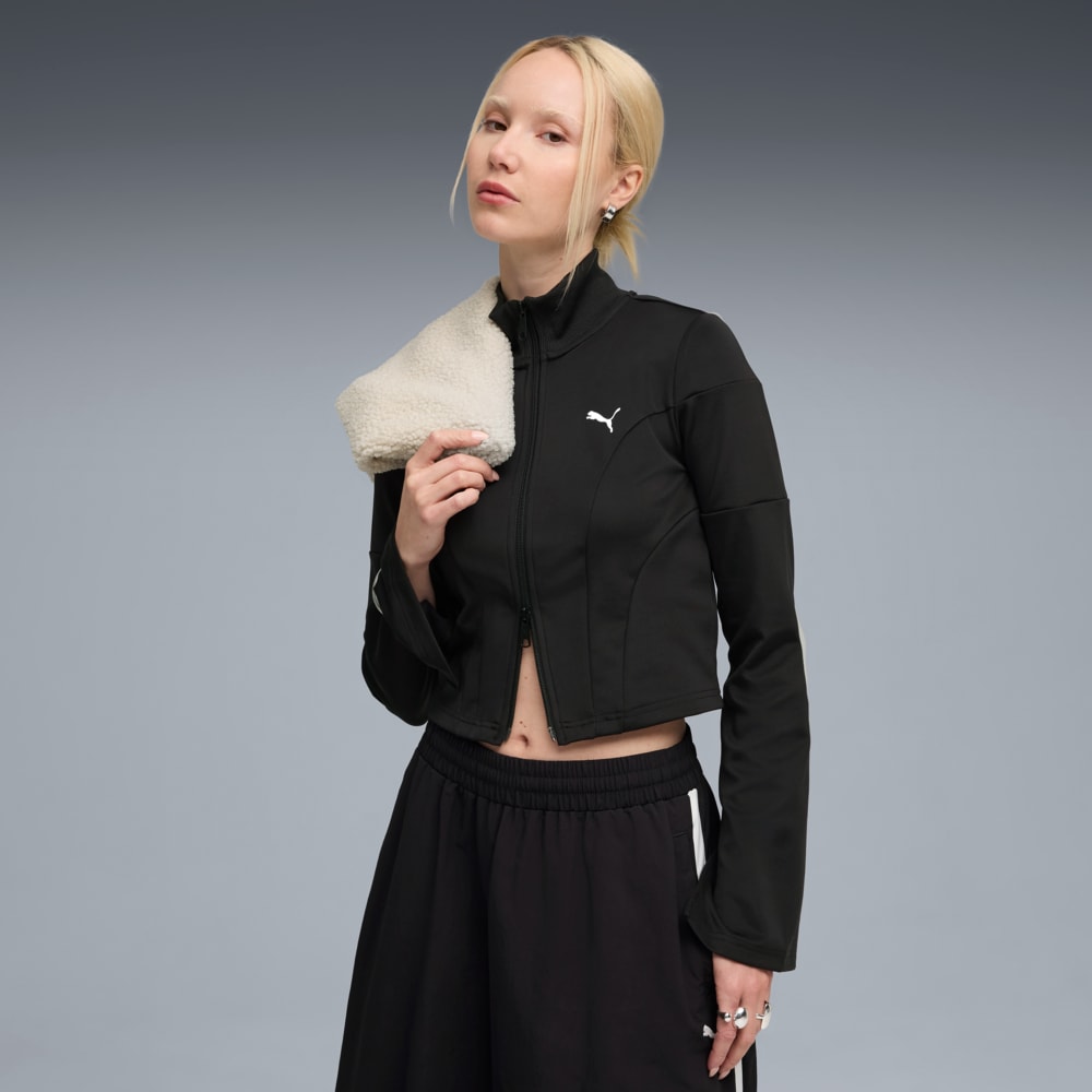 Изображение Puma Олимпийка DARE TO Slim Cropped Track Jacket Women #1: Puma Black