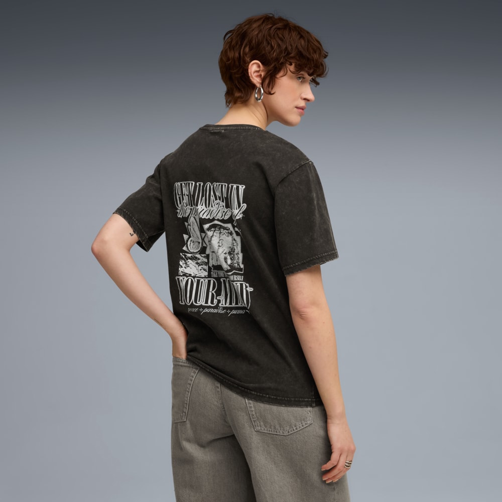 Изображение Puma Футболка Graphic Paradise Mindset Washed Relaxed Tee Women #2: Puma Black