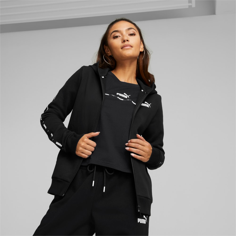 Изображение Puma Толстовка Power Tape Full-Zip Hoodie Women #1: Puma Black