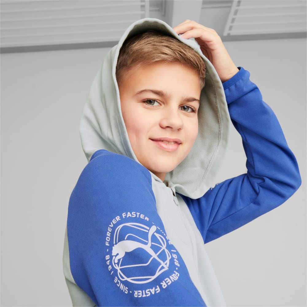 Изображение Puma Детская толстовка Active Sports Full-Zip Hoodie Youth #1: Platinum Gray