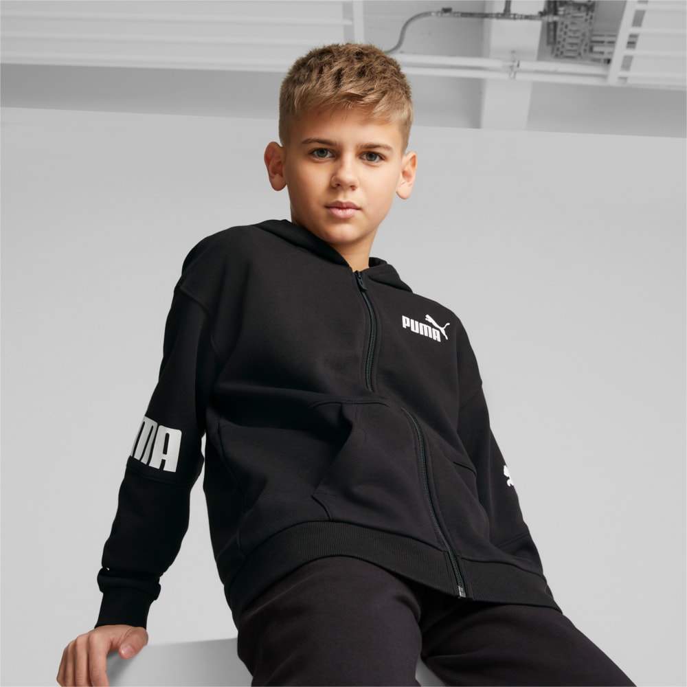 Изображение Puma Детская толстовка PUMA Power Full-Zip Hoodie Youth #1: Puma Black