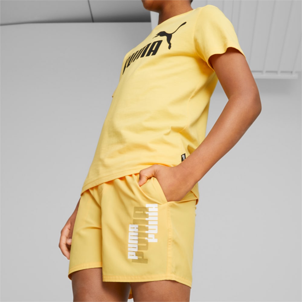 Изображение Puma Детские шорты Essentials+ Logolab Woven Shorts Youth #1: Mustard Seed