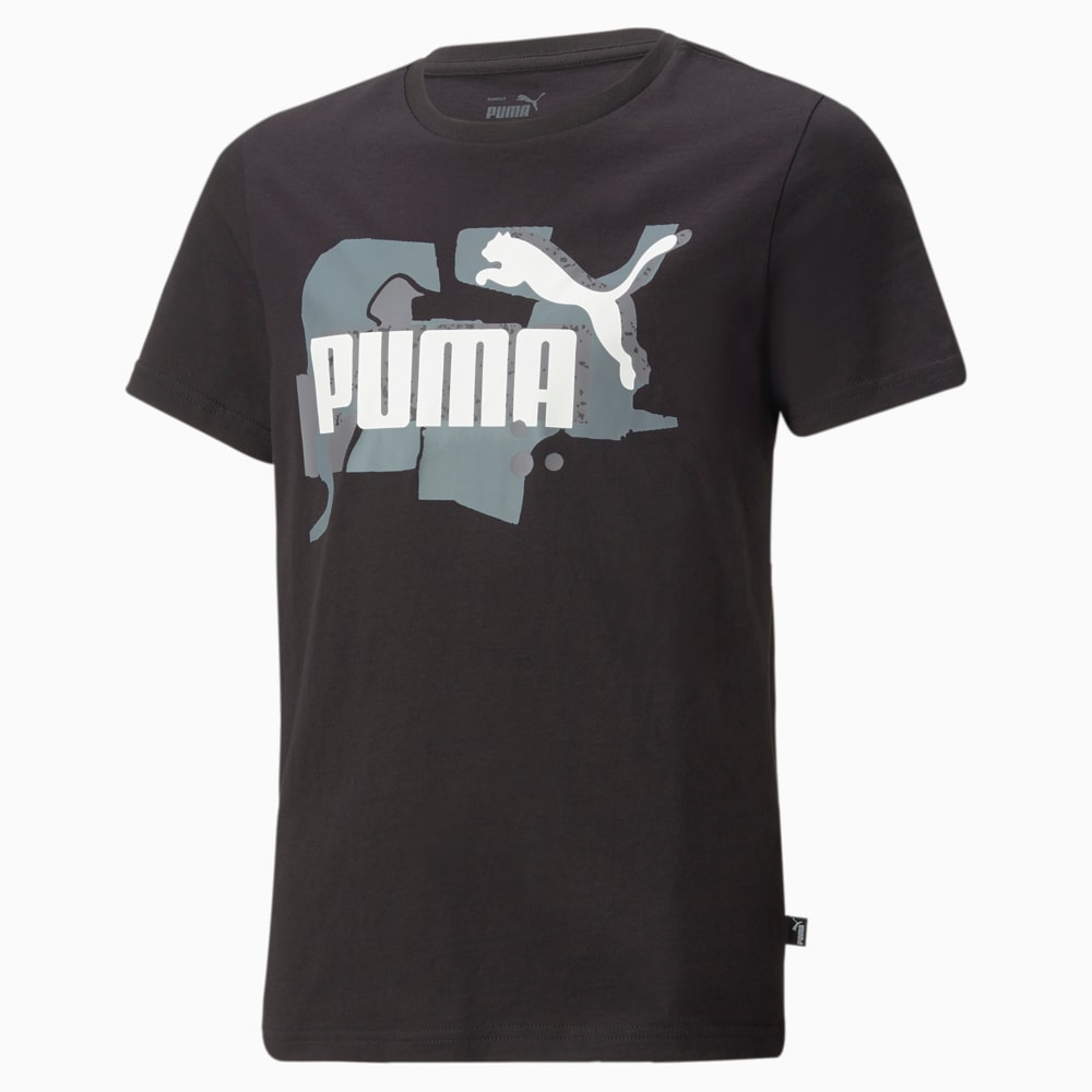 Изображение Puma Детская футболка Essentials+ STREET ART Logo Tee Youth #1: Puma Black