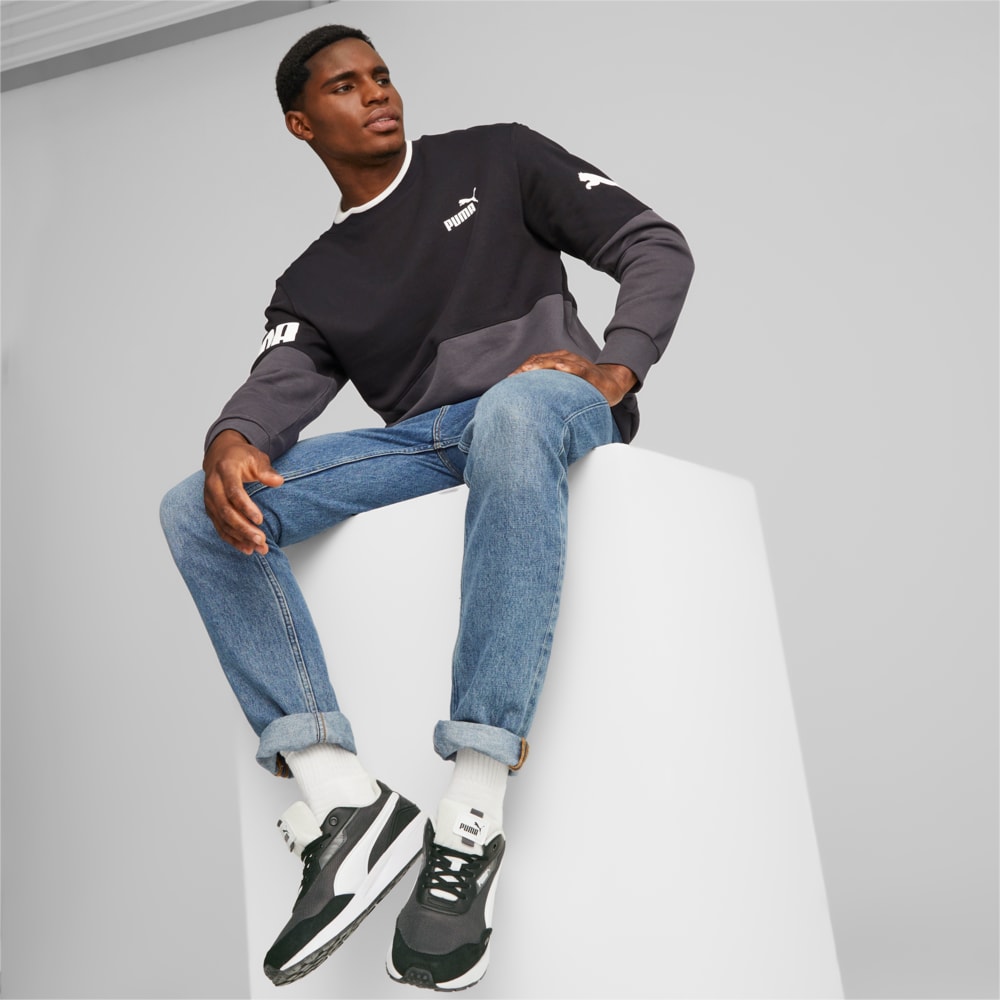Moletom PUMA POWER Colourblock Crew Neck Masculino Preto PUMA