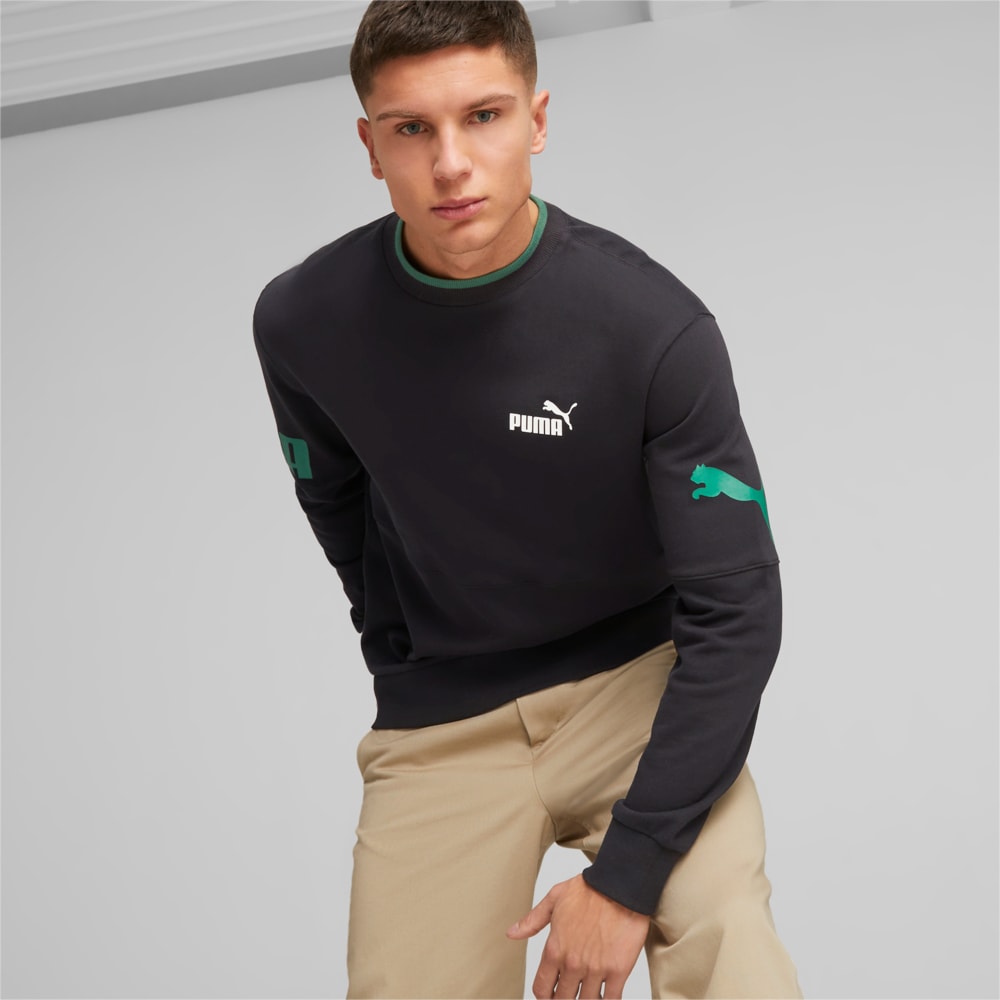 Изображение Puma Свитшот PUMA POWER Colourblock Crew Neck Sweatshirt Men #1: PUMA Black-Vine