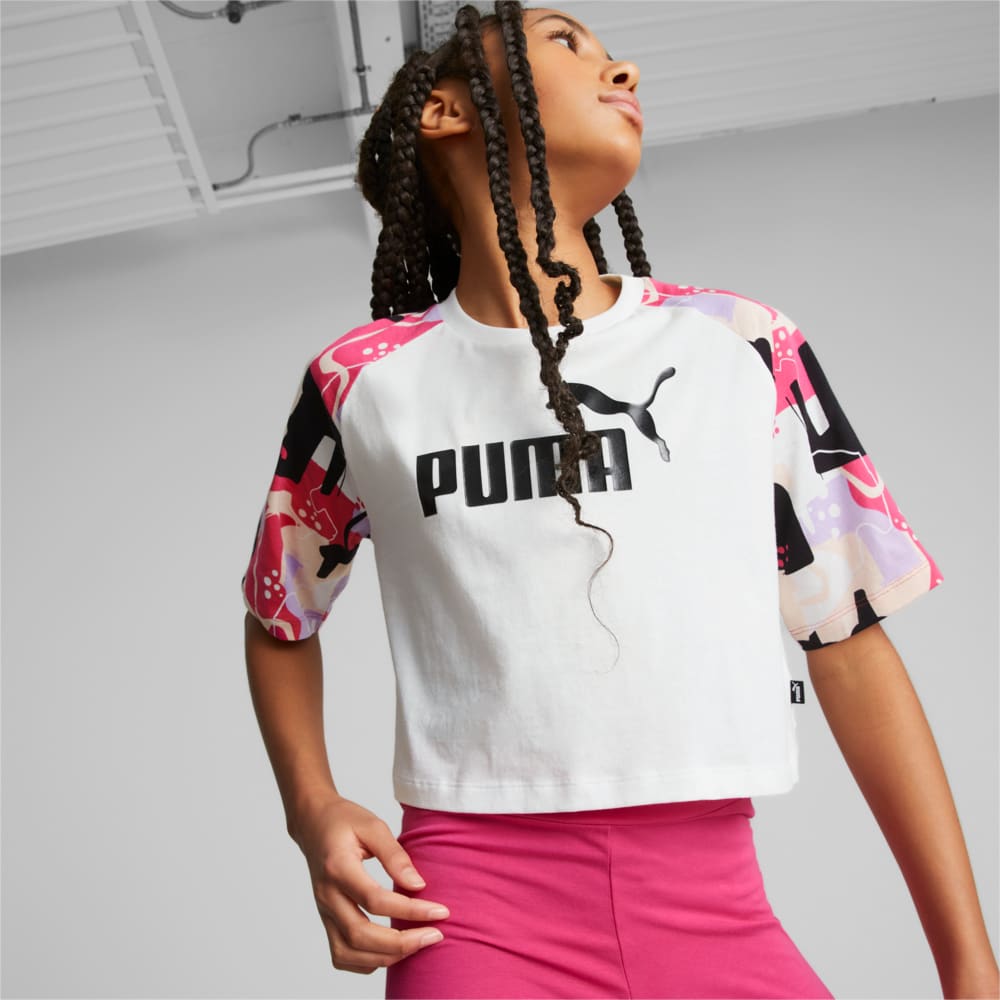 Изображение Puma Детская футболка Essentials+ Street Art Printed Tee Youth #1: Puma White