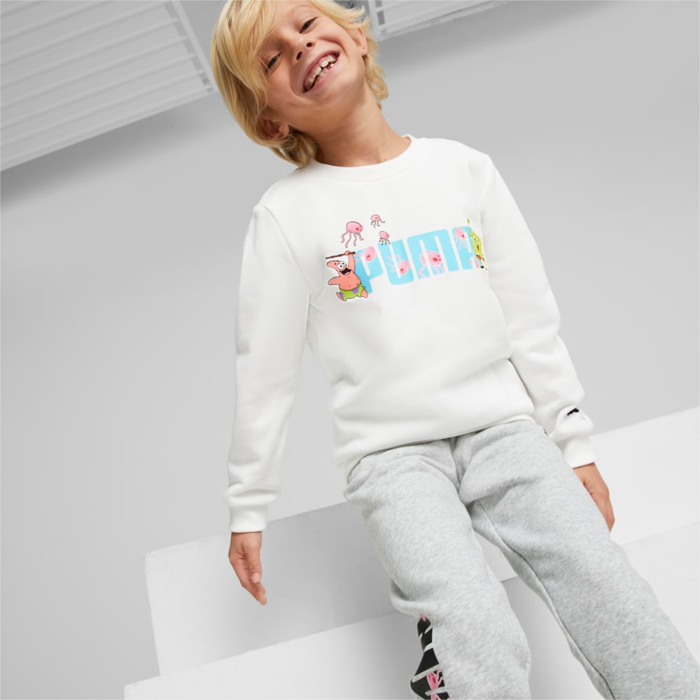 Изображение Puma Детский свитшот PUMA x SPONGEBOB Crewneck Sweatshirt Kids #1: Puma White