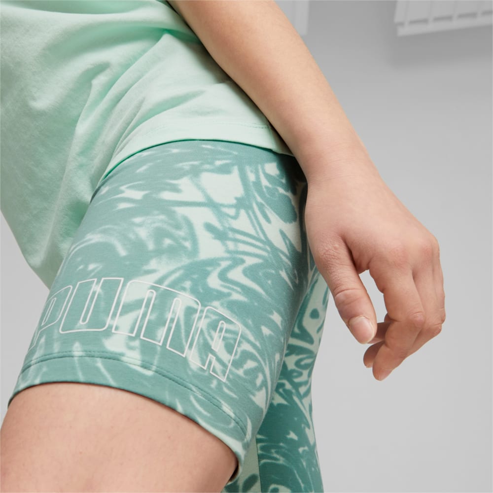 Изображение Puma Детские леггинсы High-Waist Printed Short Leggings Youth #2: Adriatic