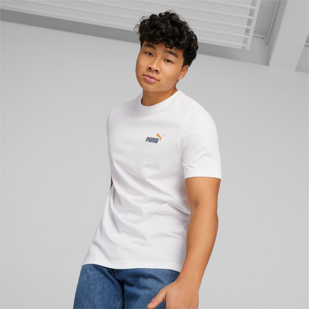 Изображение Puma Футболка Essentials+ Two-Colour Small Logo Tee Men #1: PUMA White-dark night