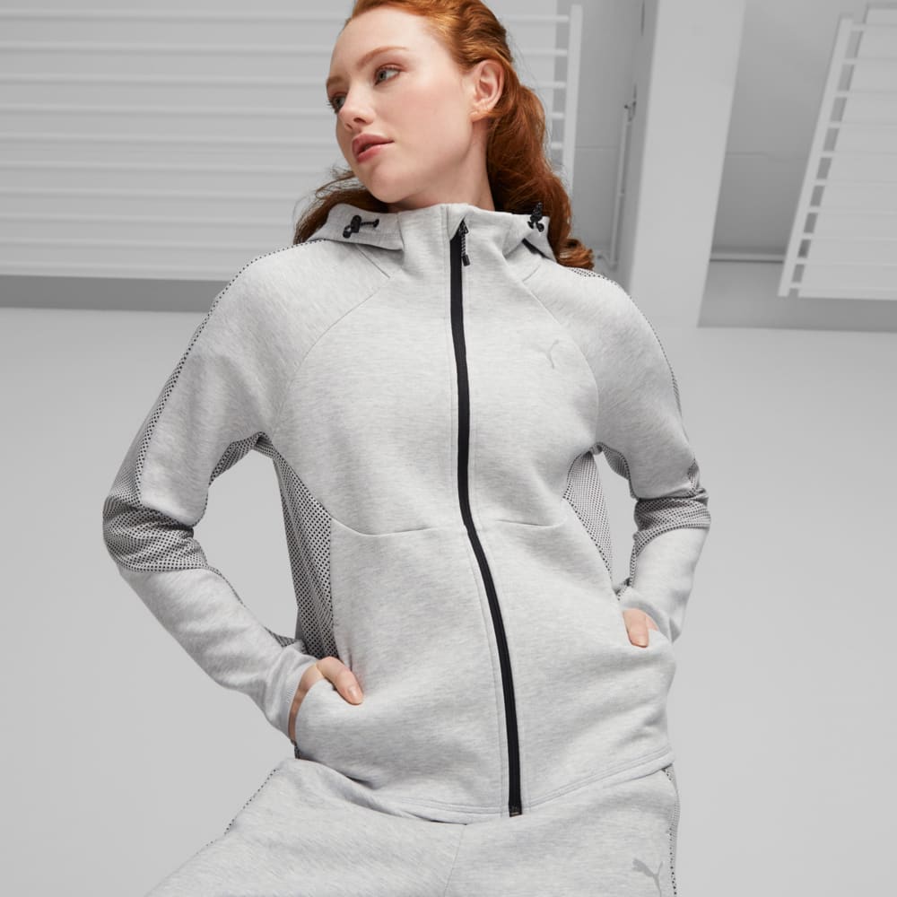 Зображення Puma Толстовка EVOSTRIPE Women’s Full-Zip Hoodie #1: light gray heather