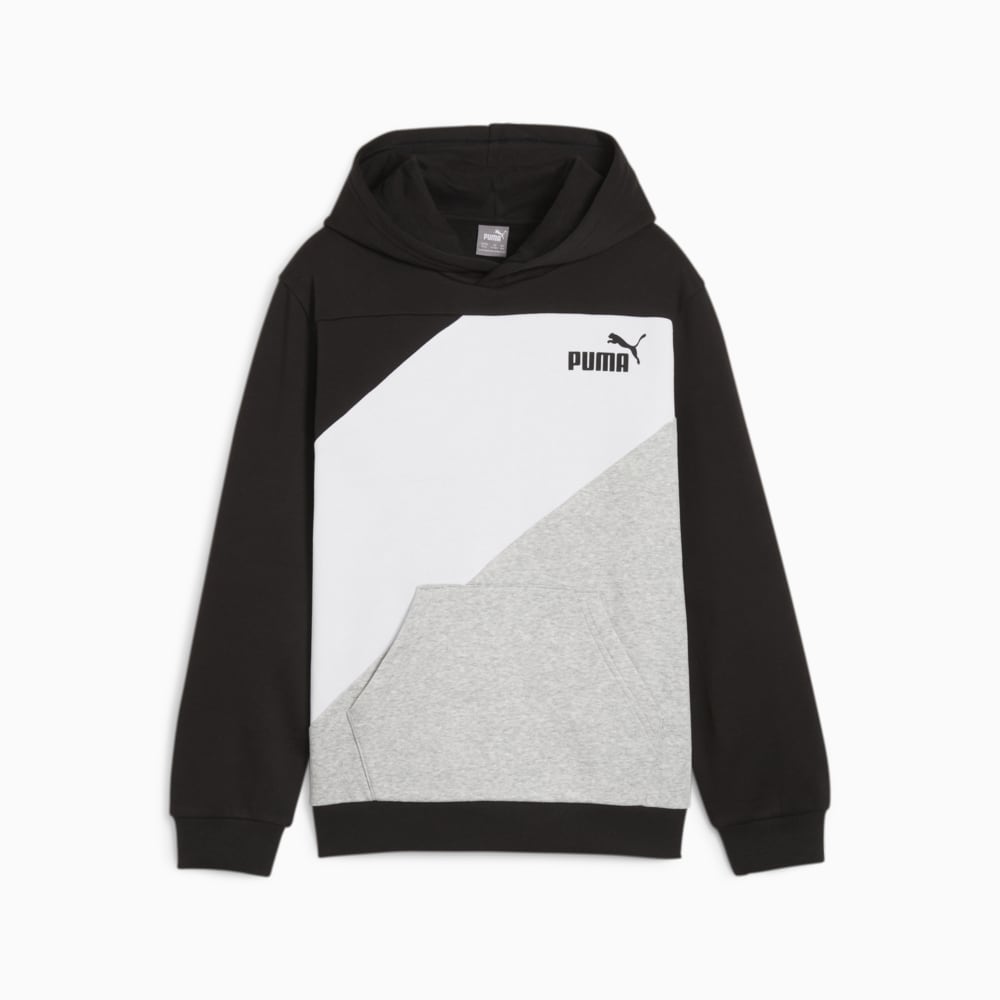 Poleron Con Capucha Power Colorblock para Jovenes Negro Puma