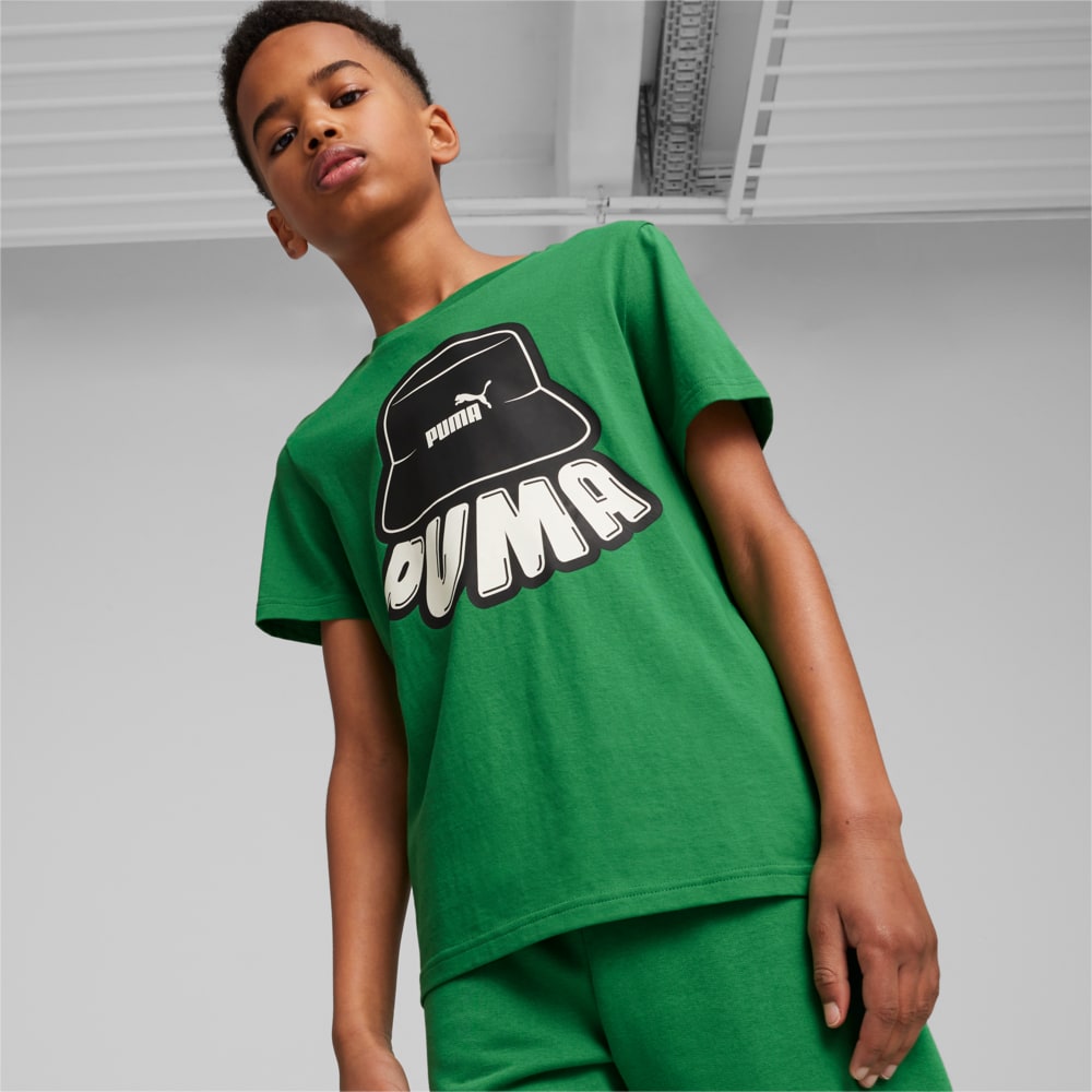 Изображение Puma Детская футболка ESS+ MID 90s Youth Graphic Tee #1: Archive Green