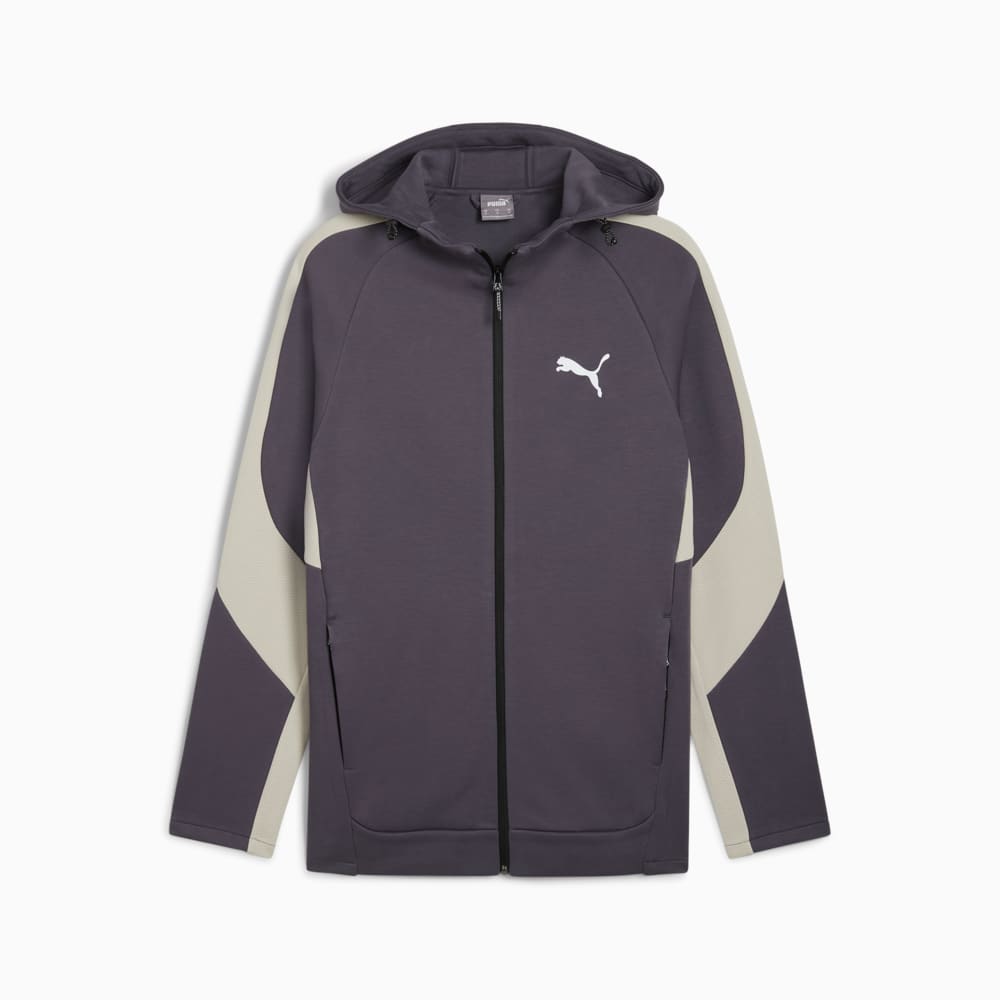 Poleron Con Gorro Y Cierre Evostripe para Hombre Gris Puma
