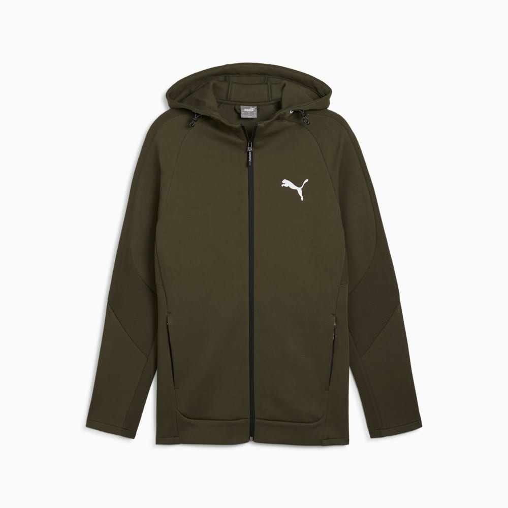 Poleron Con Gorro Y Cierre Evostripe para Hombre Verde Puma