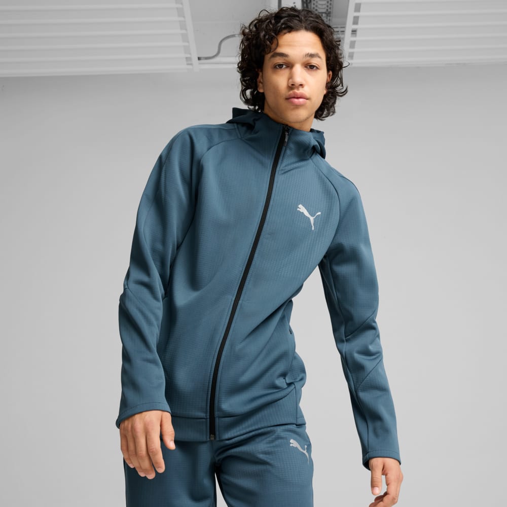 Изображение Puma Кофта EVOSTRIPE Full-Zip Hoodie Men #1: Gray Skies