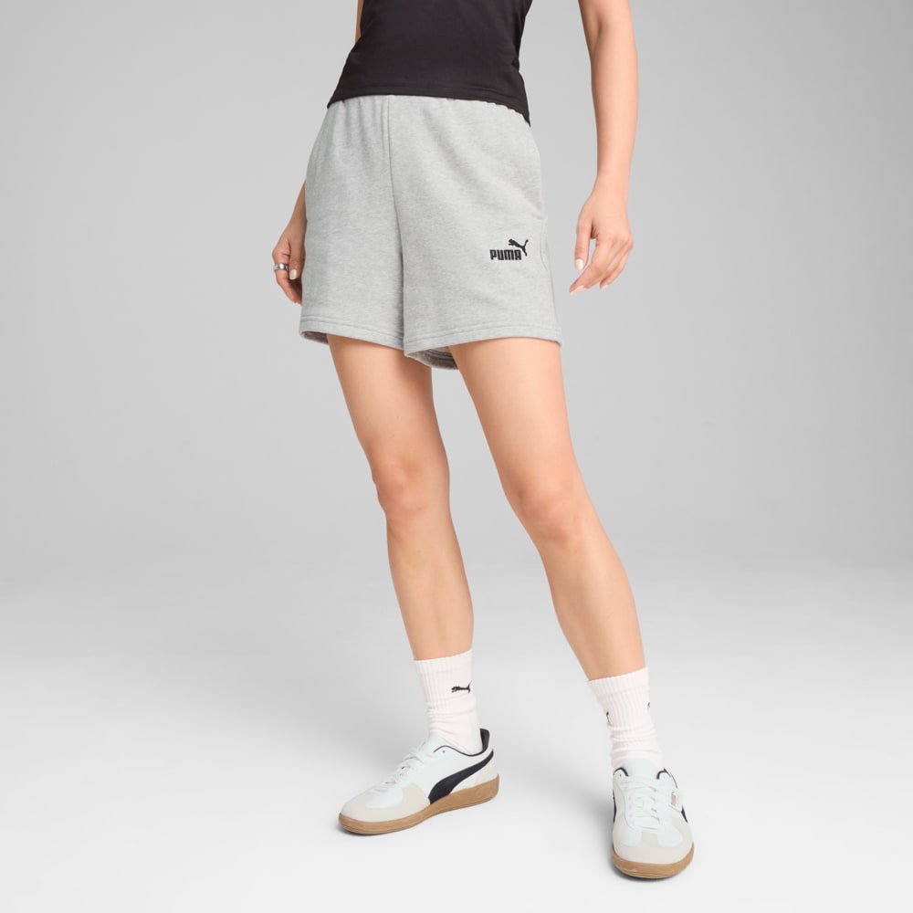 Изображение Puma Шорты Essentials Small No. 1 Logo 5'' High-Waist Shorts Women #1: light gray heather