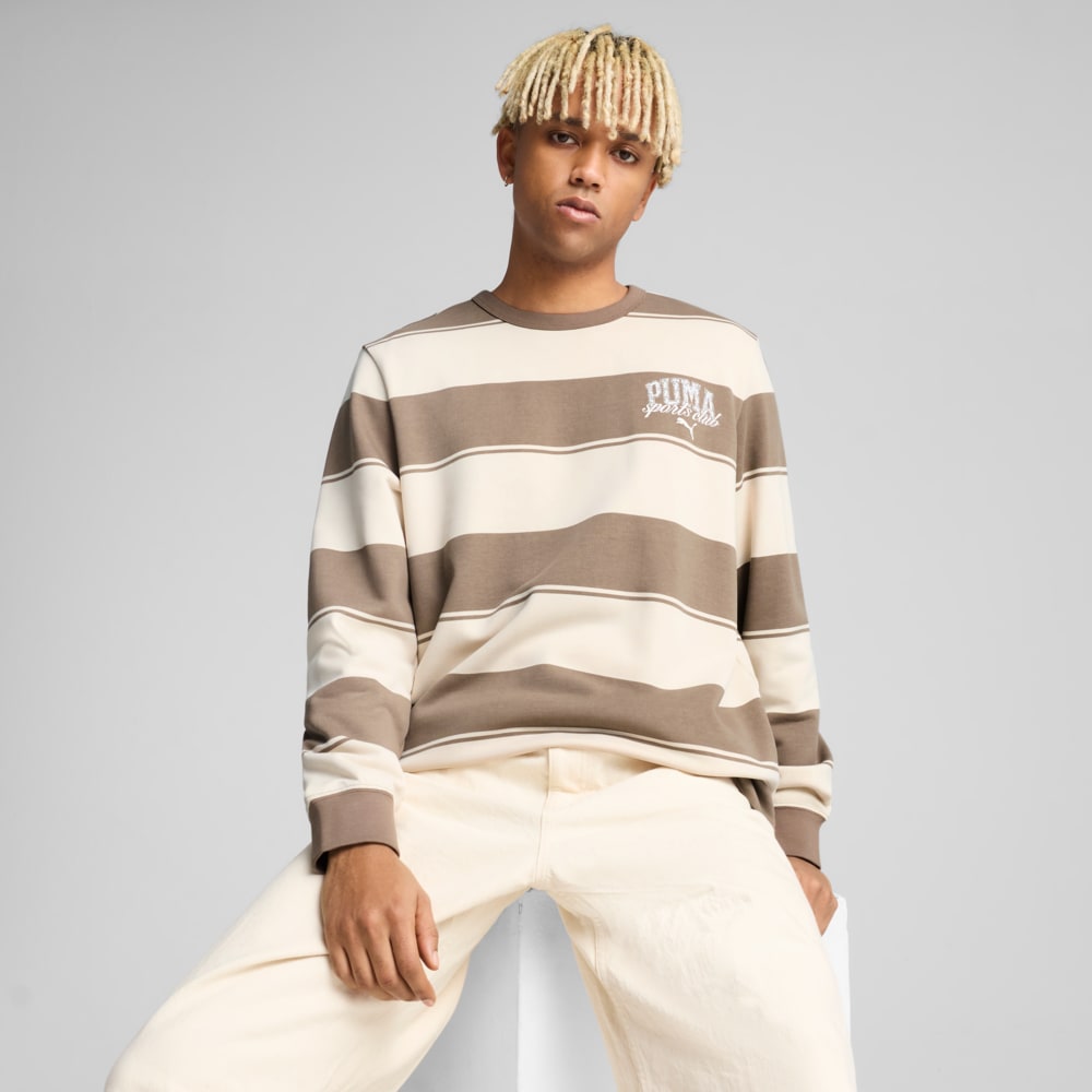Изображение Puma Свитшот PUMA Class Striped Crew Men #1: Totally Taupe
