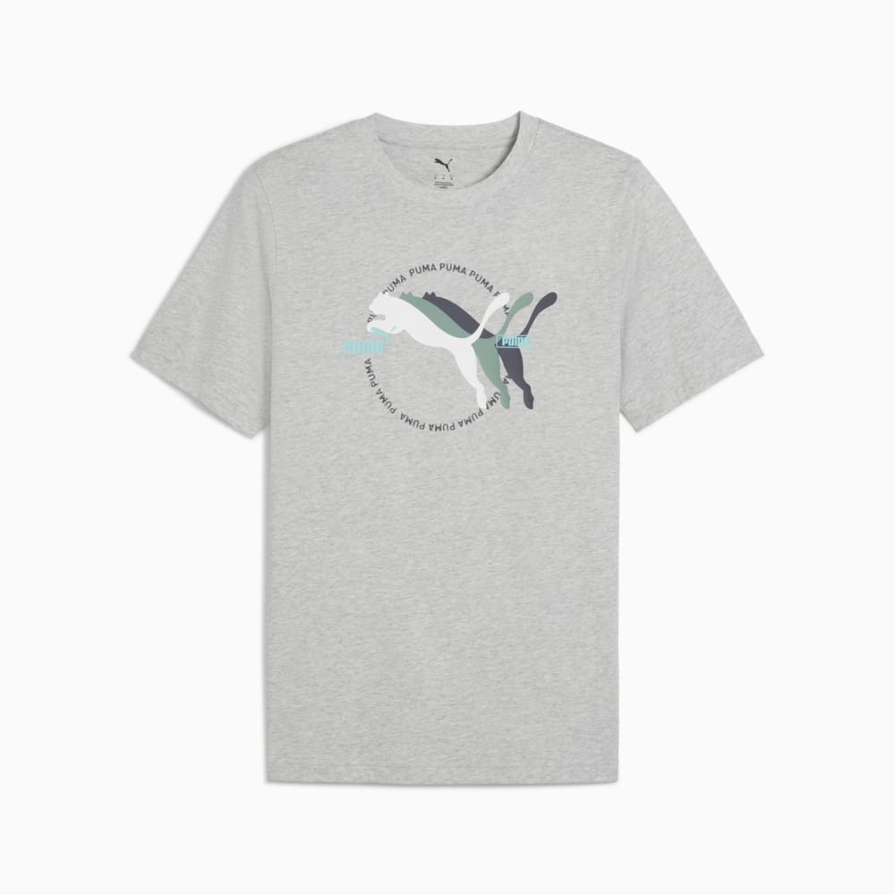 Изображение Puma Футболка Graphics Multiple Cat Logo Tee Men #1: light gray heather