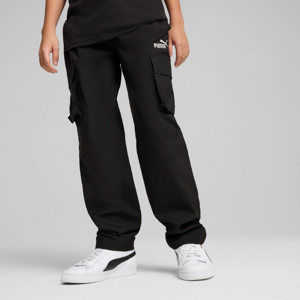Изображение Puma Детские брюки-карго ESS No. 1 Logo Woven Cargo Pants Youth #1: Puma Black