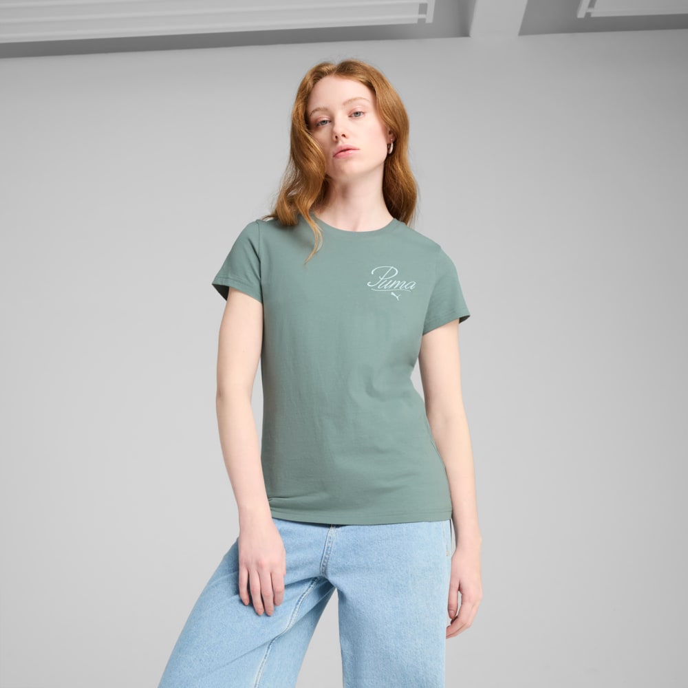 Изображение Puma Футболка ESS SCRIPT Tee Women #1: Green Moon