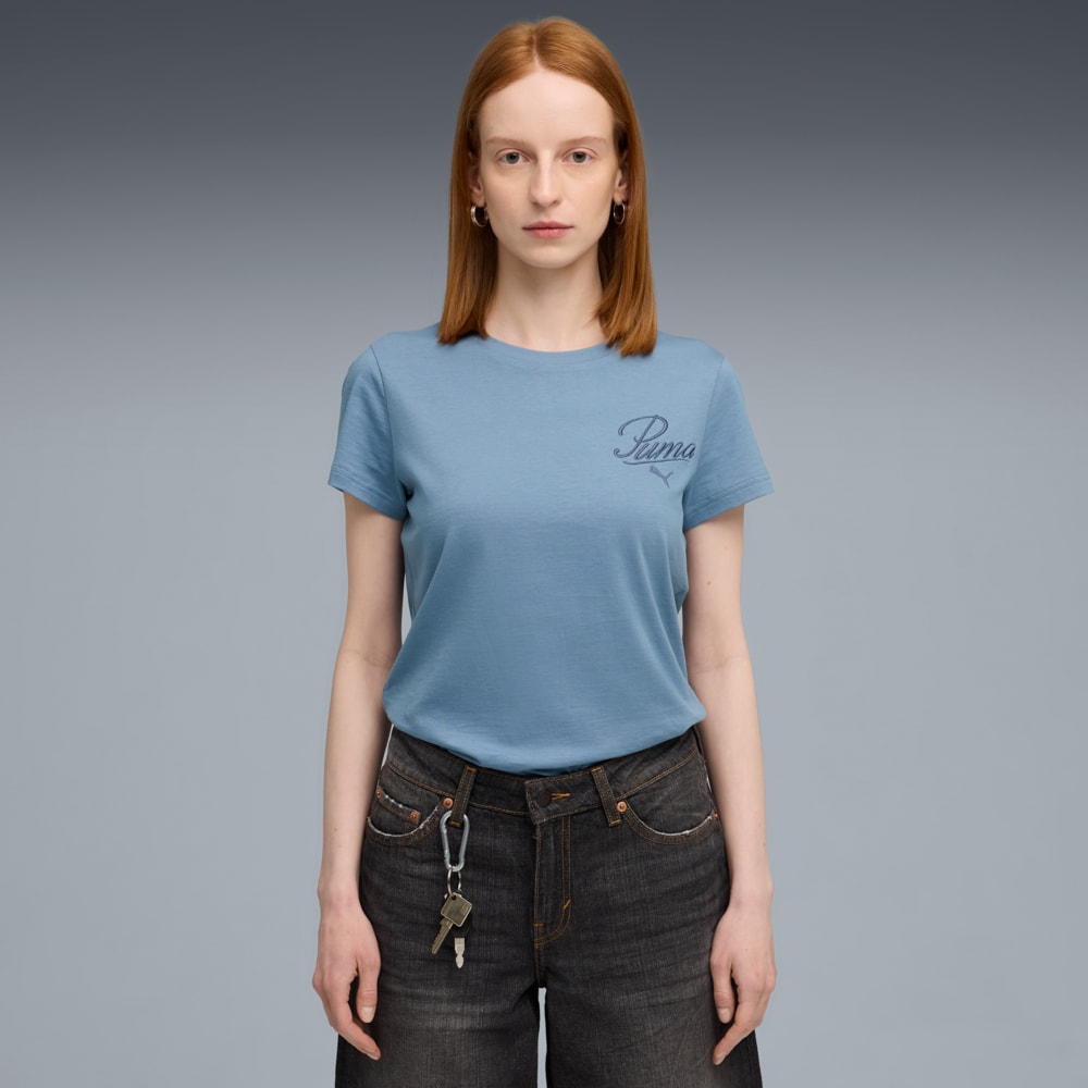 Изображение Puma Футболка ESS SCRIPT Tee Women #1: Cool Blue