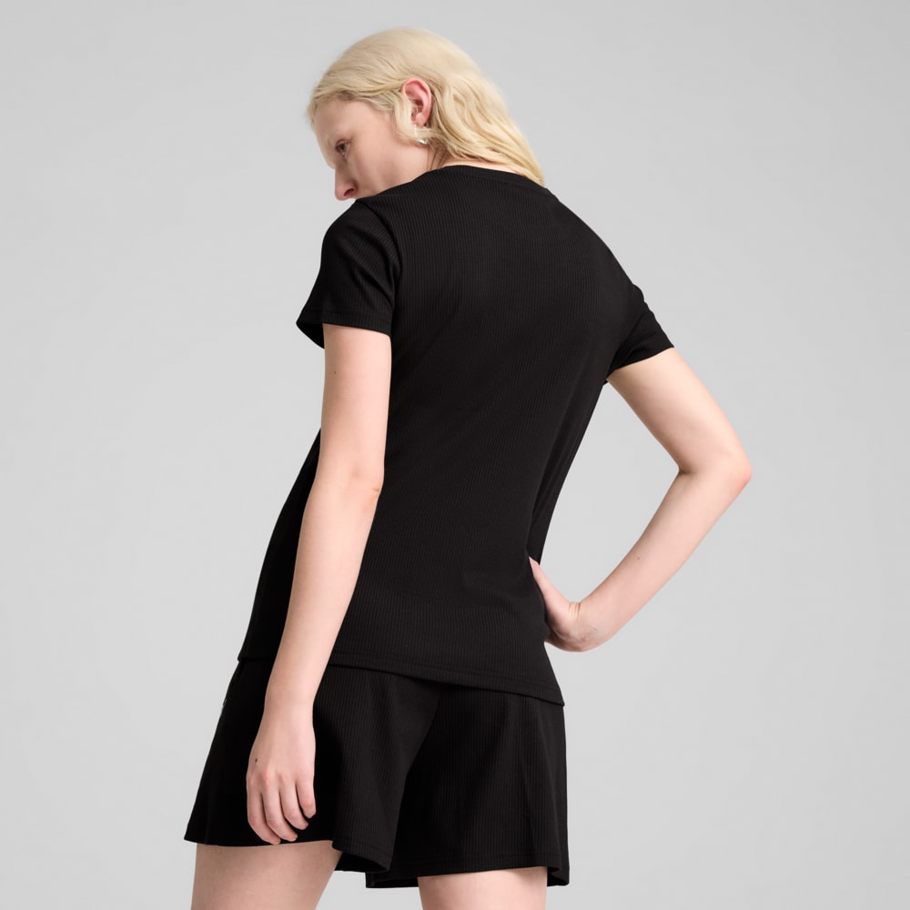Изображение Puma Футболка ESS ELEVATED Rib Tee Women #2: Puma Black