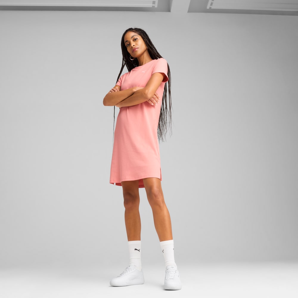 Изображение Puma Платье ESS ELEVATED Bodycon Rib Dress Women #1: Pink Fruit