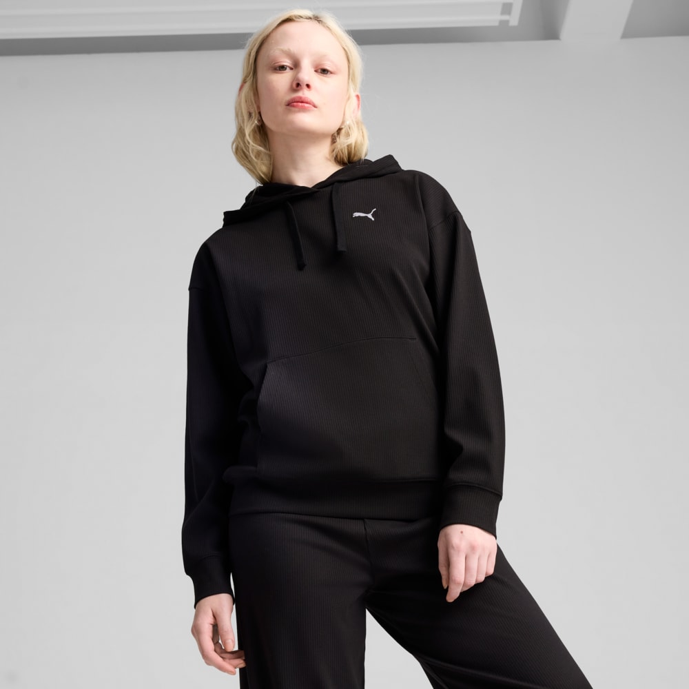 Зображення Puma Худі ESS ELEVATED Comfort Rib Hoodie Women #1: Puma Black