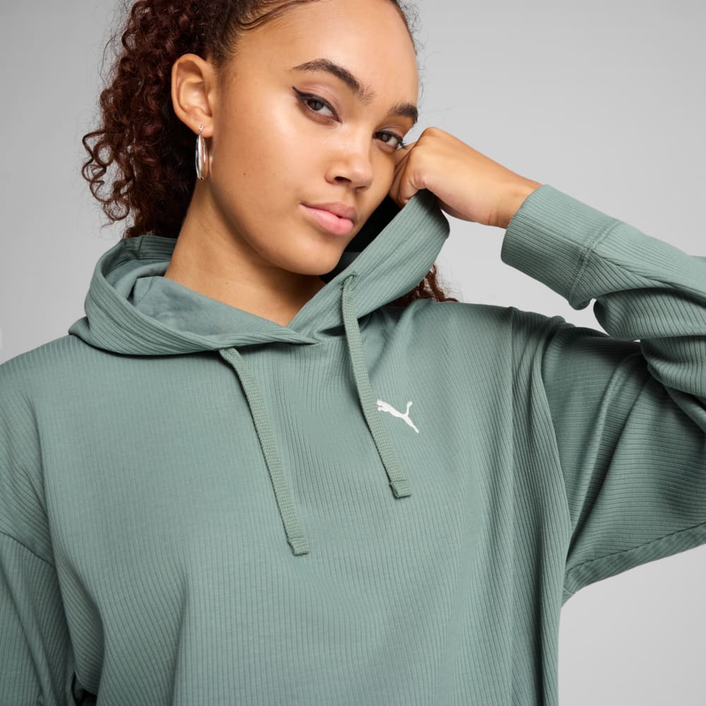 Изображение Puma Худи ESS ELEVATED Comfort Rib Hoodie Women #2: Green Moon