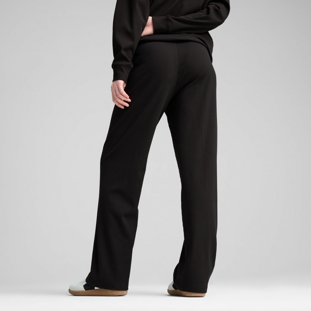Изображение Puma Брюки ESS ELEVATED High-Waist Straight Leg Rib Pants Women #2: Puma Black
