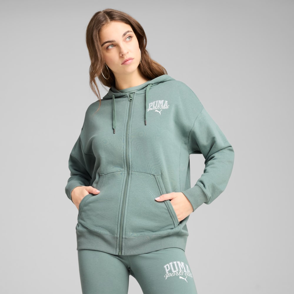 Зображення Puma Кофта PUMA CLASS Relaxed Full-Zip Hoodie Women #1: Green Moon