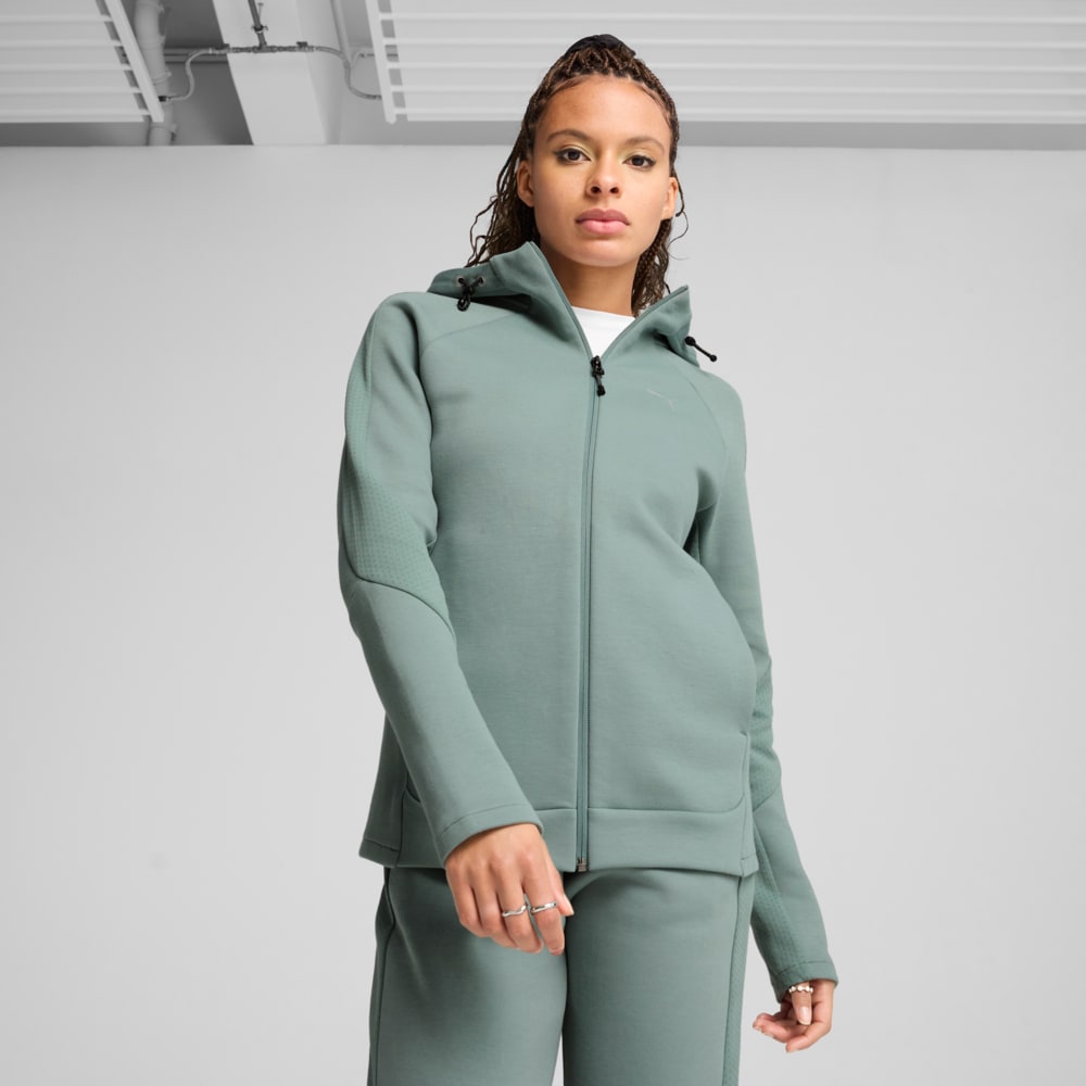 Изображение Puma Кофта EVOSTRIPE Full-Zip Hoodie Women #1: Green Moon