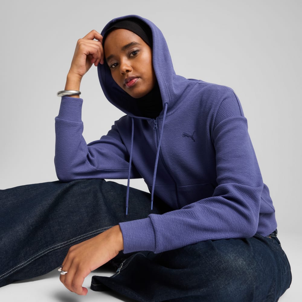 Зображення Puma Кофта HER Comfort Crop Full-Zip Hoodie Women #2: Blue Crystal