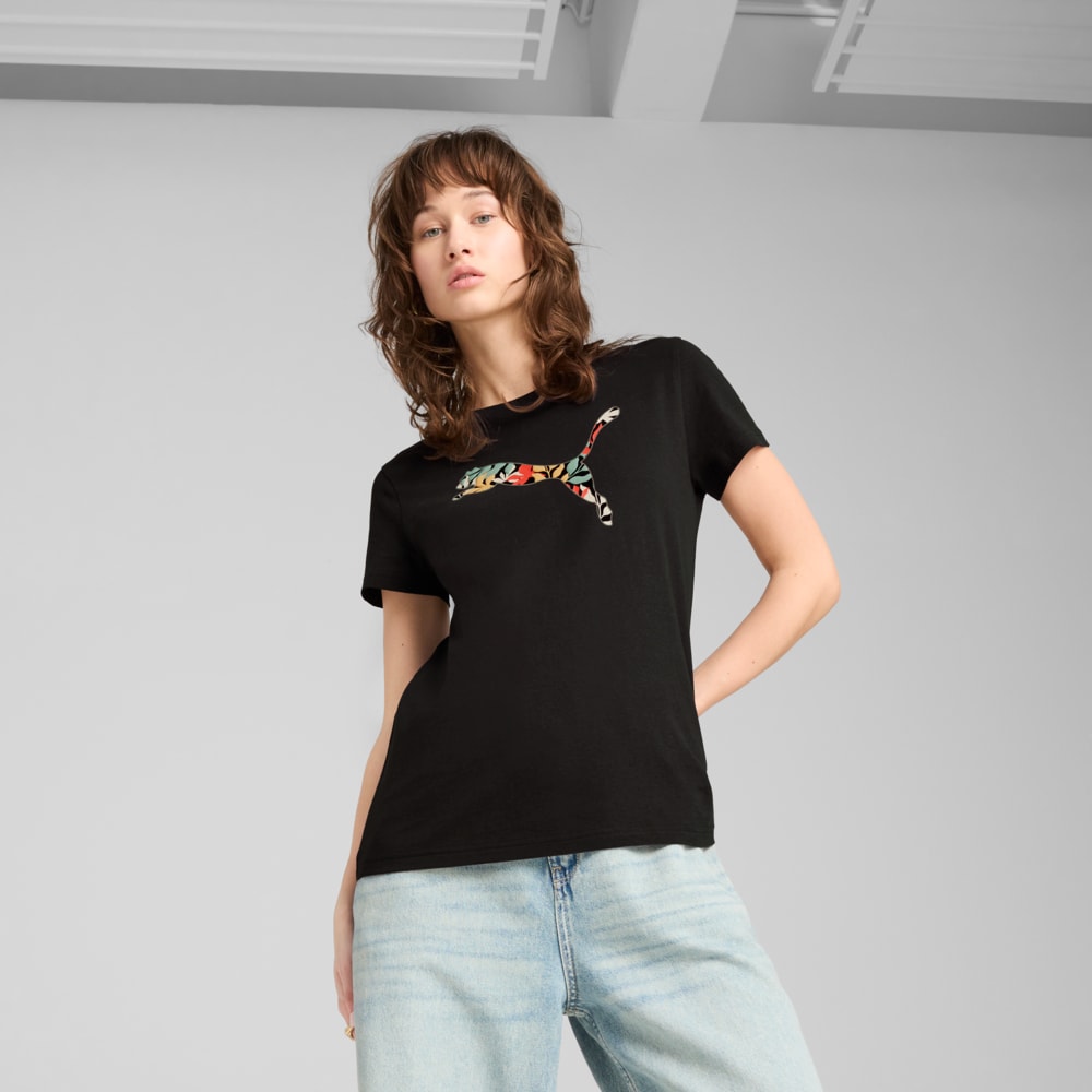 Изображение Puma Футболка GRAPHICS Floral Cat Logo Tee Women #1: Puma Black