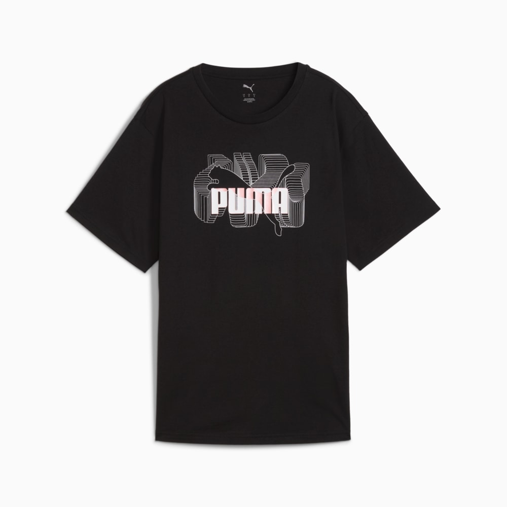 Изображение Puma Футболка GRAPHICS Stacked No. 1 Logo Relaxed Tee Women #1: Puma Black