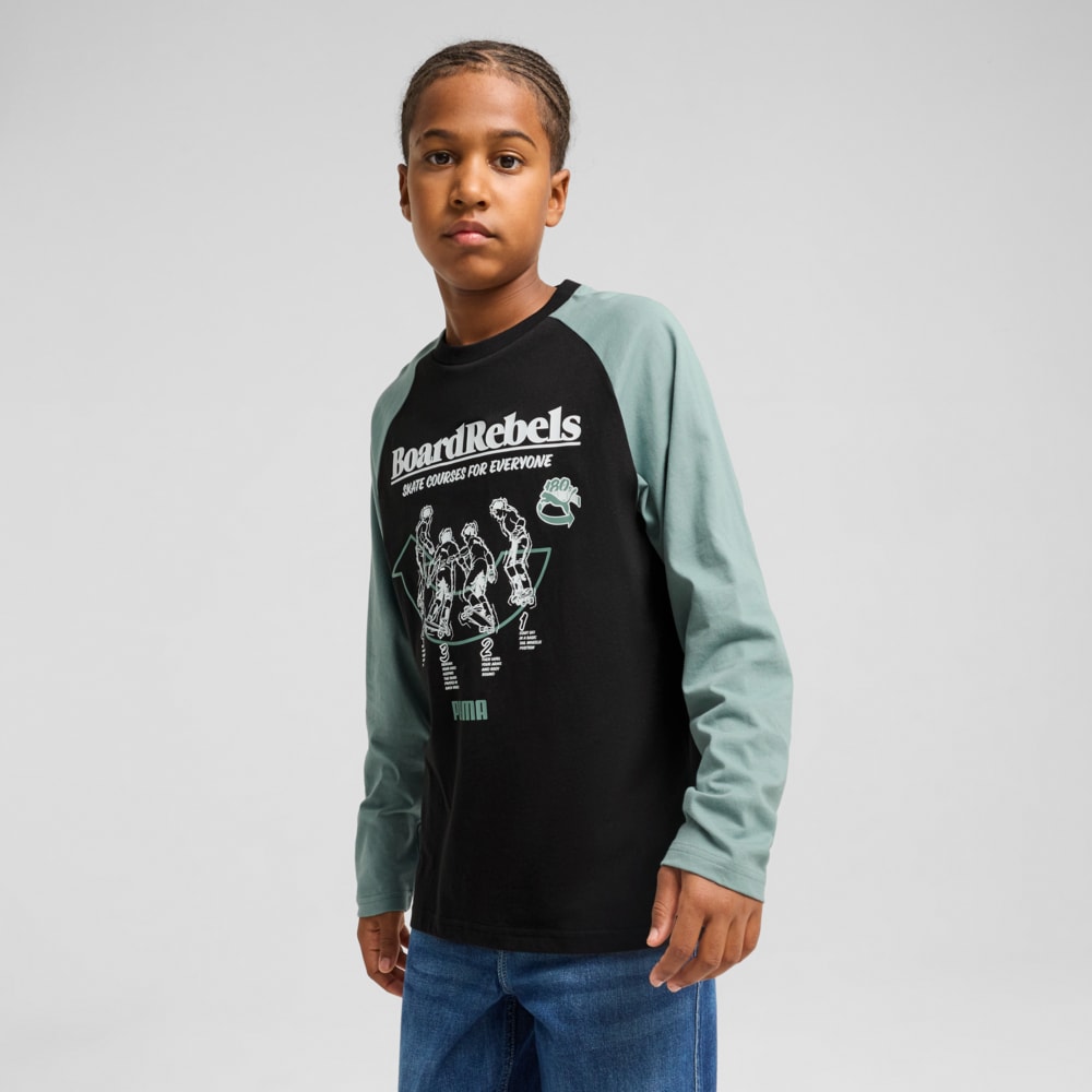 Изображение Puma Детский лонгслив MID90S Longsleeve Tee Youth #1: Puma Black