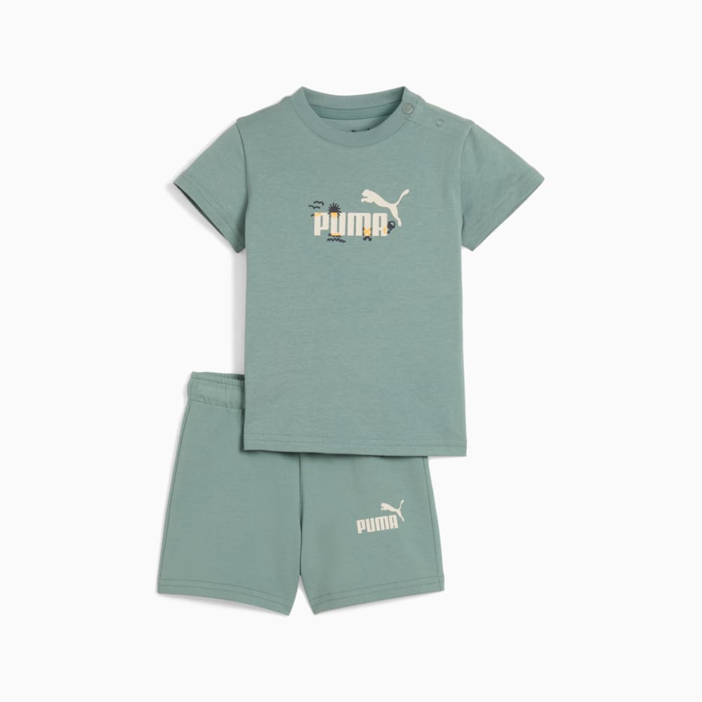 Изображение Puma Детские футболка и шорты Minicats Sandy Adventures Tee and Shorts Set Toddler #1: Green Moon