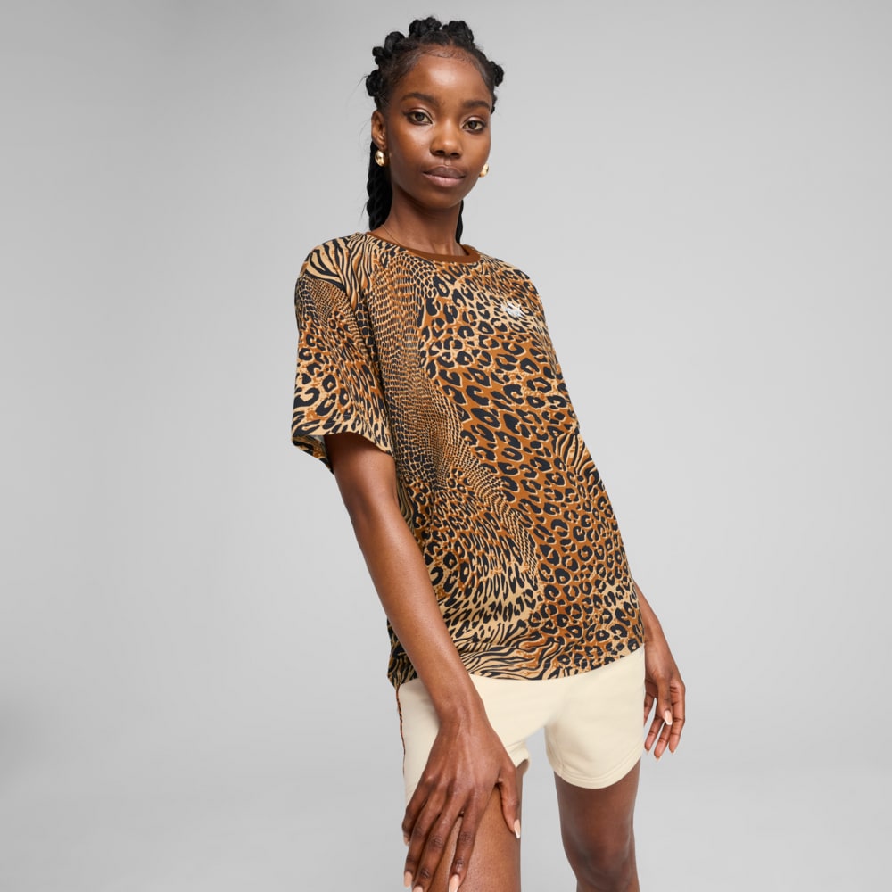 Изображение Puma Футболка Essentials Graphic Animal Relaxed Tee Women #1: Warm Beige