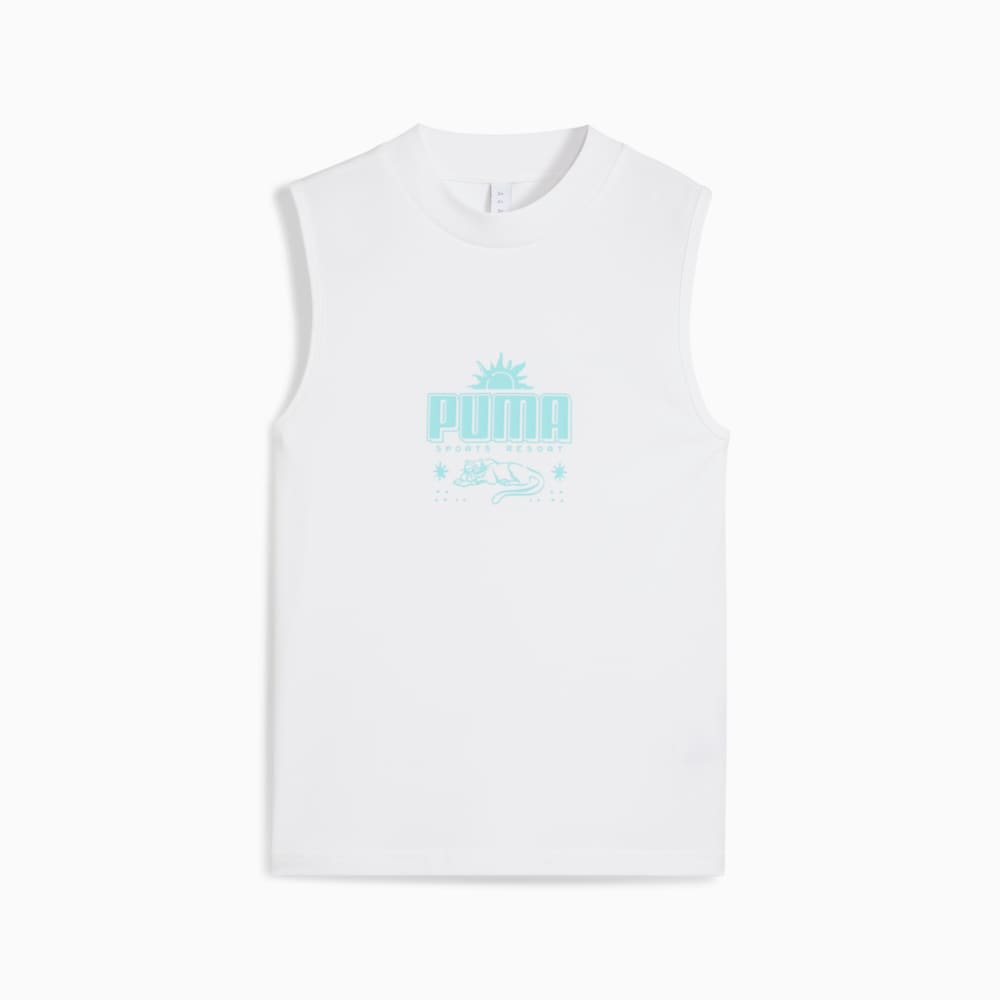 Зображення Puma Майка Palm Resort Graphic Slim Tank Women #1: Puma White